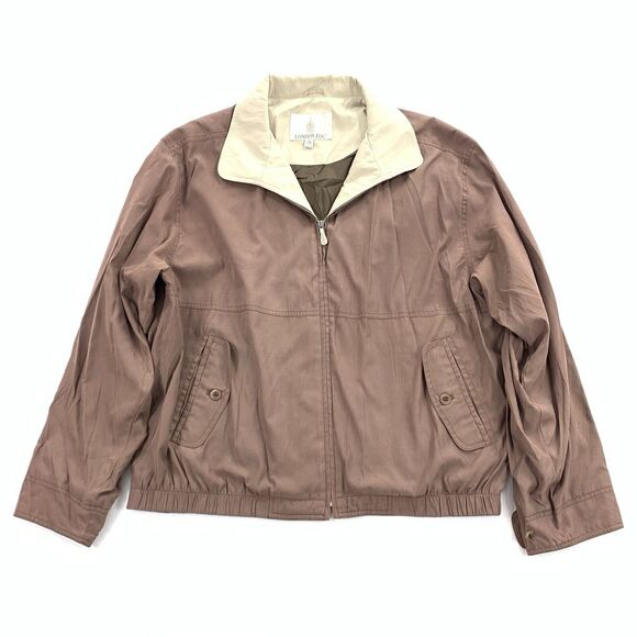 London Fog Full Zip Lightweight Collared Jacket XL Long Mens Adult Light Brown - Picture 1 of 7